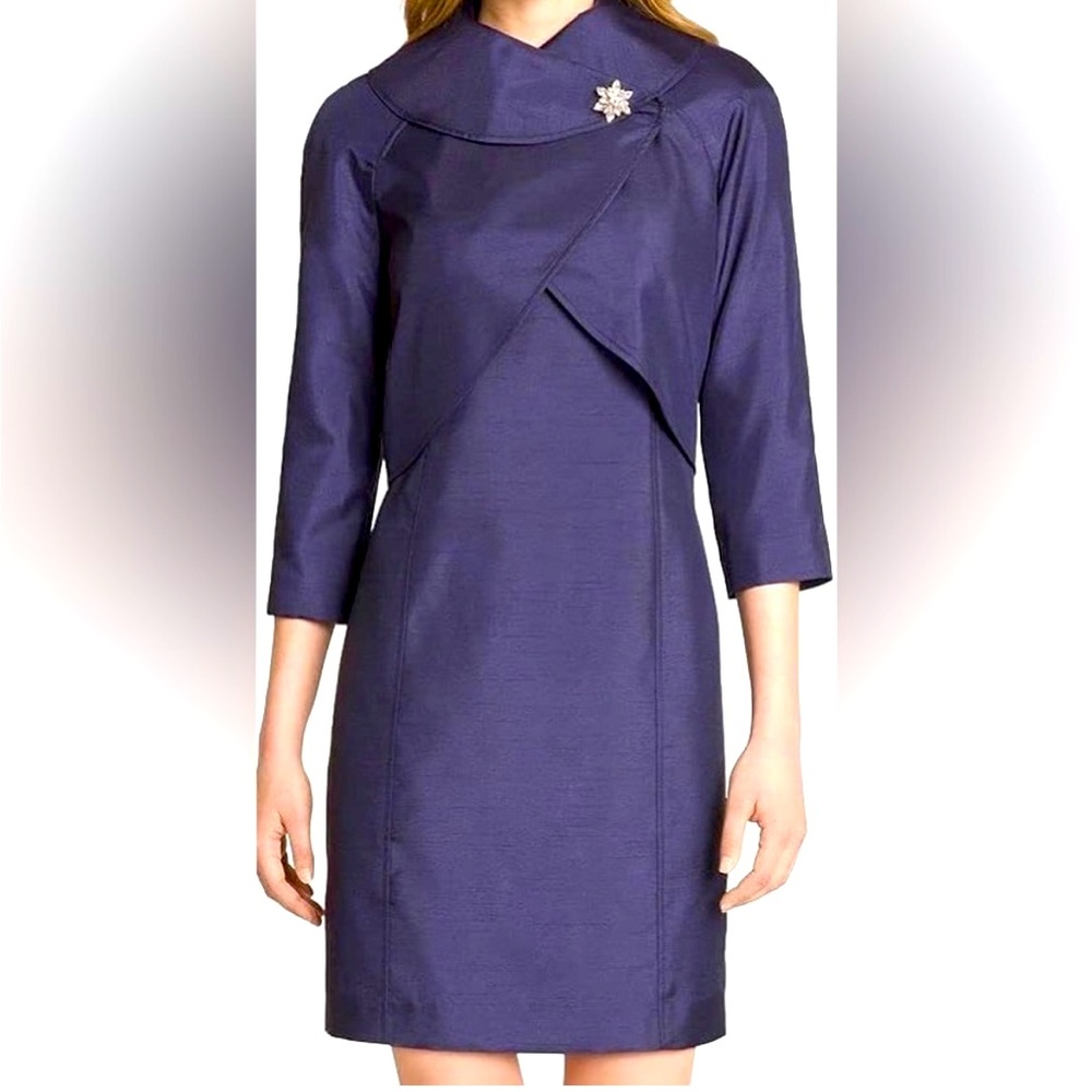 Tahari ASL Women's Wrap Jacket & Dress Suit Set